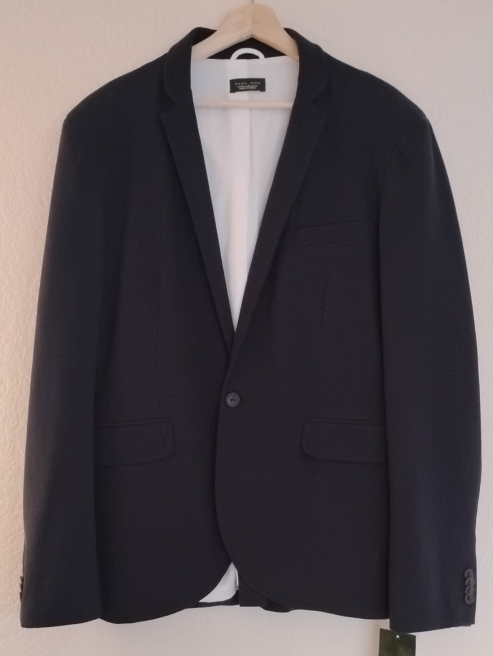 NEW Zara Man Navy Single-Button Notch Lapel Blazer